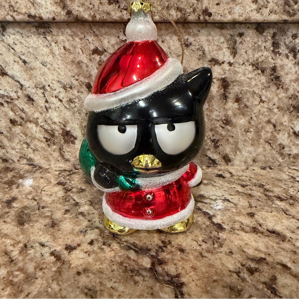 Sanrio Hello Kitty Badtz Maru Glass Christmas Holiday Tree Ornament Y2K